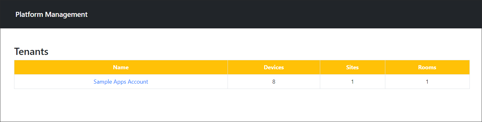 Lens Platform Management &gt; Tenants page